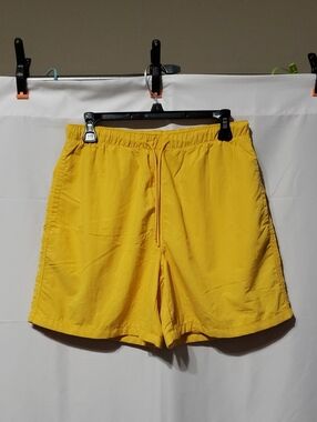Men's LCKR Vibrant Yellow Drawstring Swim Trunks With Mesh Liner. Size: Medium